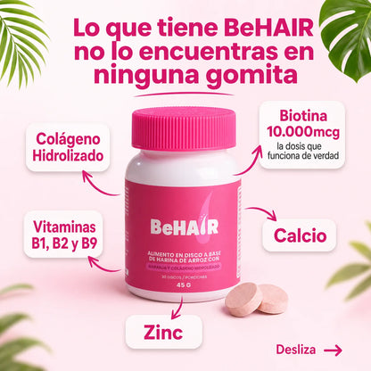 BeHair x 30 Discos Masticables Con Sabor a Frutos Rojos