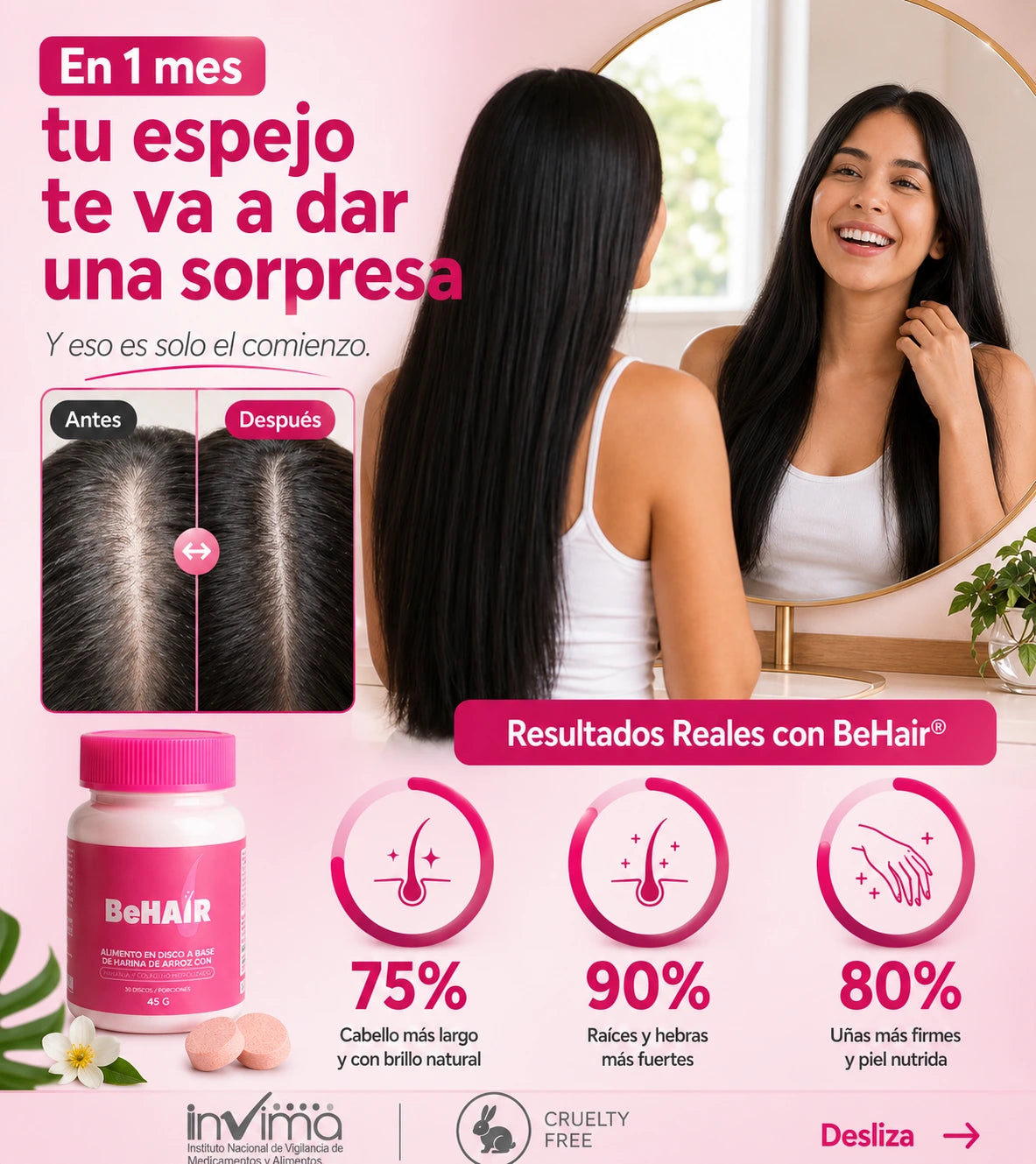 BeHair x 30 Discos Masticables Con Sabor a Frutos Rojos