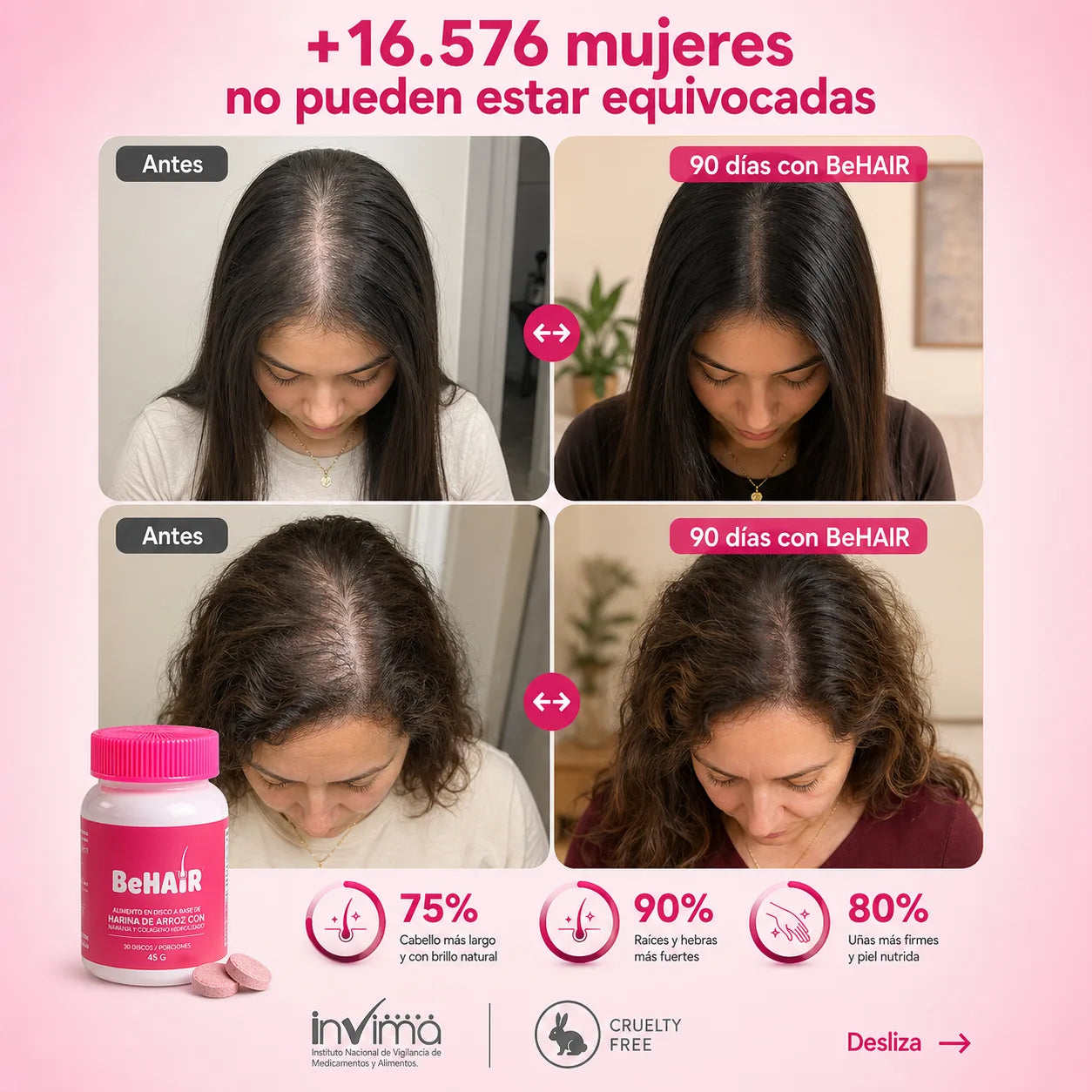 BeHair x 30 Discos Masticables Con Sabor a Frutos Rojos