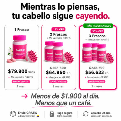 BeHair x 30 Discos Masticables Con Sabor a Frutos Rojos