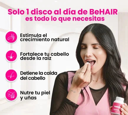 BeHair x 30 Discos Masticables Con Sabor a Frutos Rojos