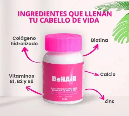 BeHair x 30 Discos Masticables Con Sabor a Frutos Rojos